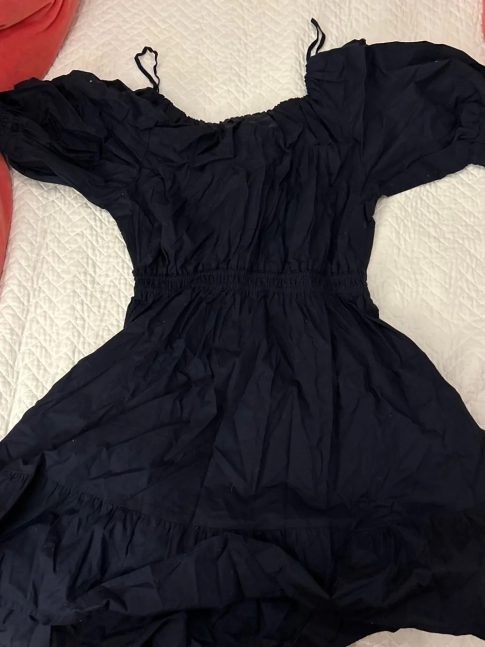 GAP Off-Shoulder navy blue Puff Sleeve Dress